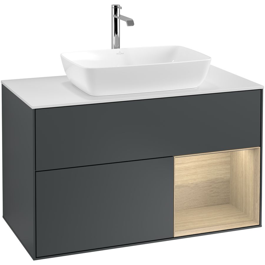 Wastafelonderkast Finion 1000x603x501mm Mid.Blue Matt Lacquer F781PCHG