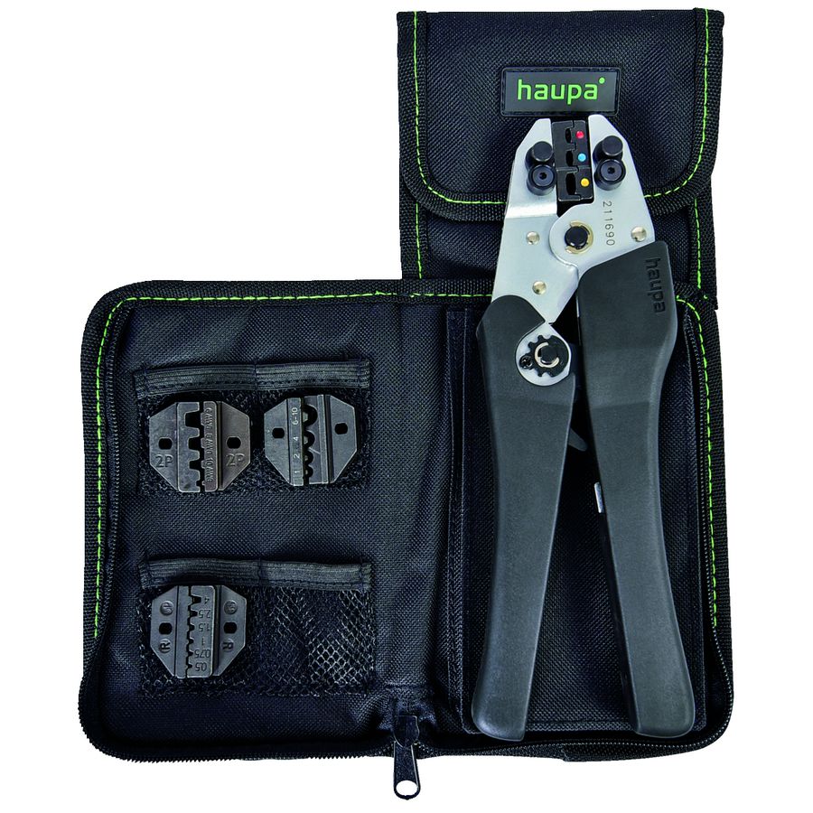 Perstang X-crimp set met 4 uitwisselbare persbekken