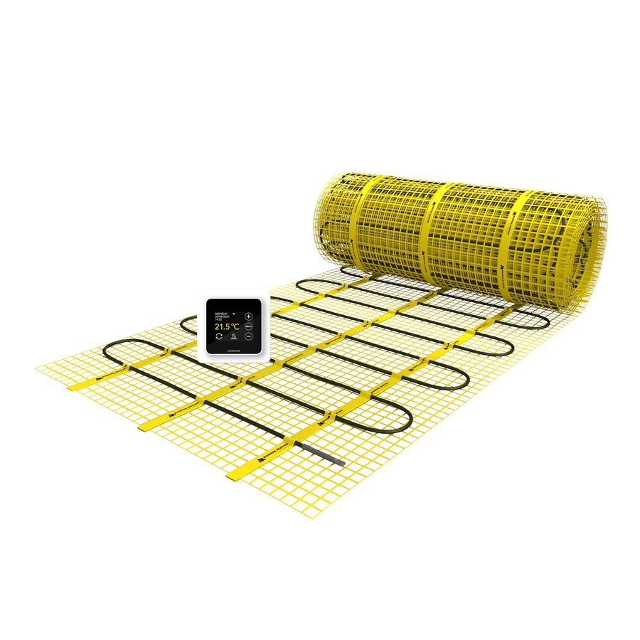 PROMO Set elektrische vloerverwarming MAT 225W 1,5m² incl. WIFI thermostaat wit (200305)