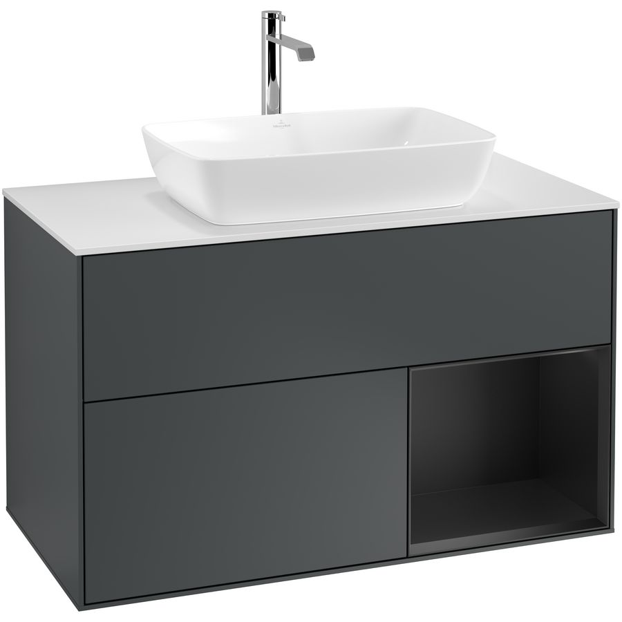 Wastafelonderkast Finion 1000x603x501mm Mid.Blue Matt Lacquer F781PDHG