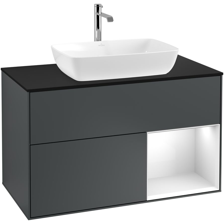 Wastafelonderkast Finion 1000x603x501mm Mid.Blue Matt Lacquer F782GFHG