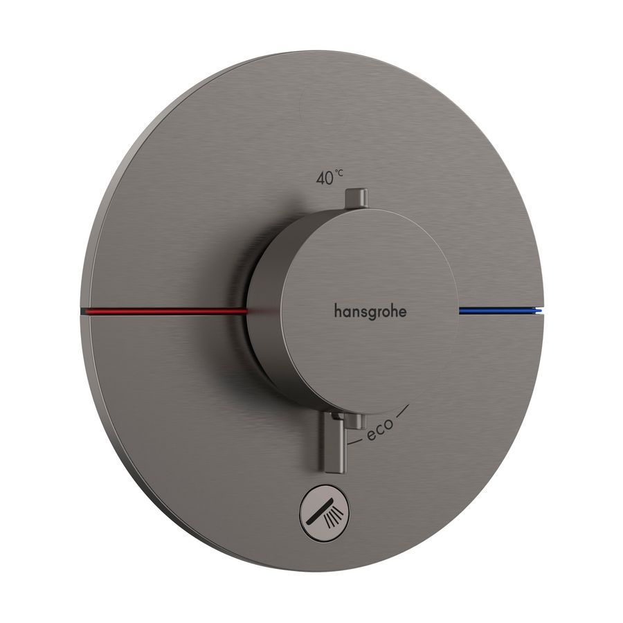 Comfort S thermostaat afbouwdeel tbv inbouw voor 1 functie en extra uitgang Brushed Black Chrome