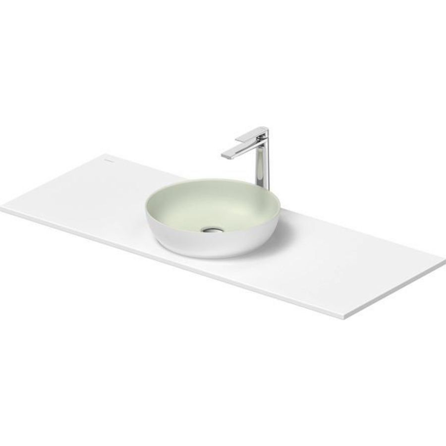 SIVIDA #268015 wastafelblad incl. opzetkom buitenzijde wit zijdemat binnenzijde lichtgroen 1280mm