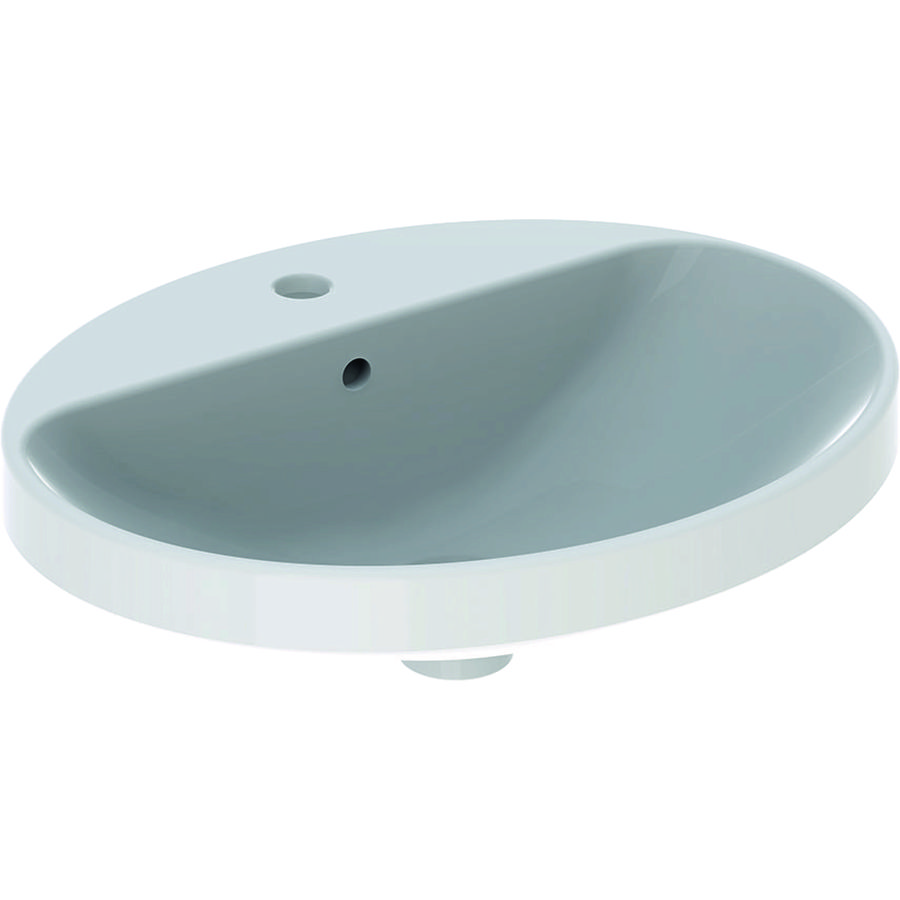 VariForm opbouwwastafel ovaal met kraanbank 55x45cm met overloop wit