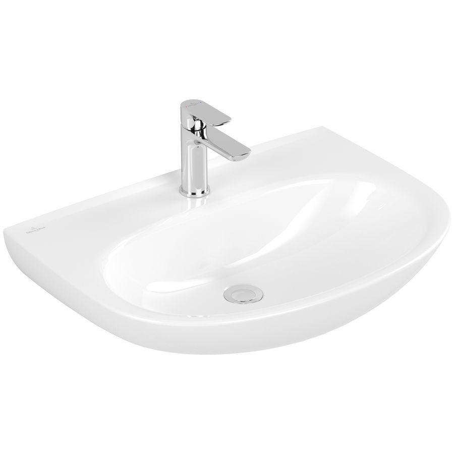 O.novo wastafel met kraangat zonder overloop 650x480mm wit alpin c+