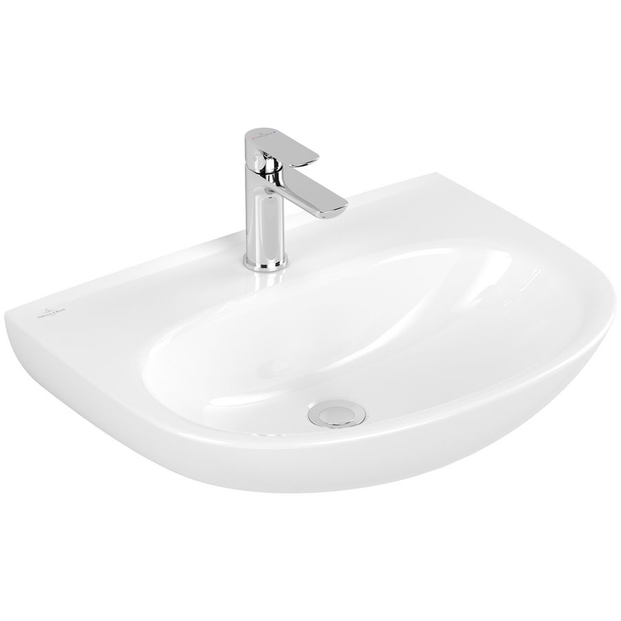 O.novo wastafel met kraangat zonder overloop 600x460mm wit alpin c+