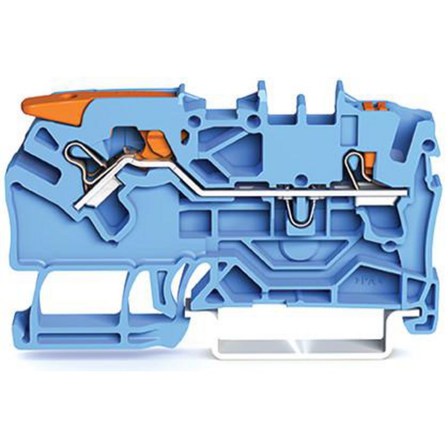 2-draads rijgklem met hendel en Druk 2,5 mm² blauw VVE=50