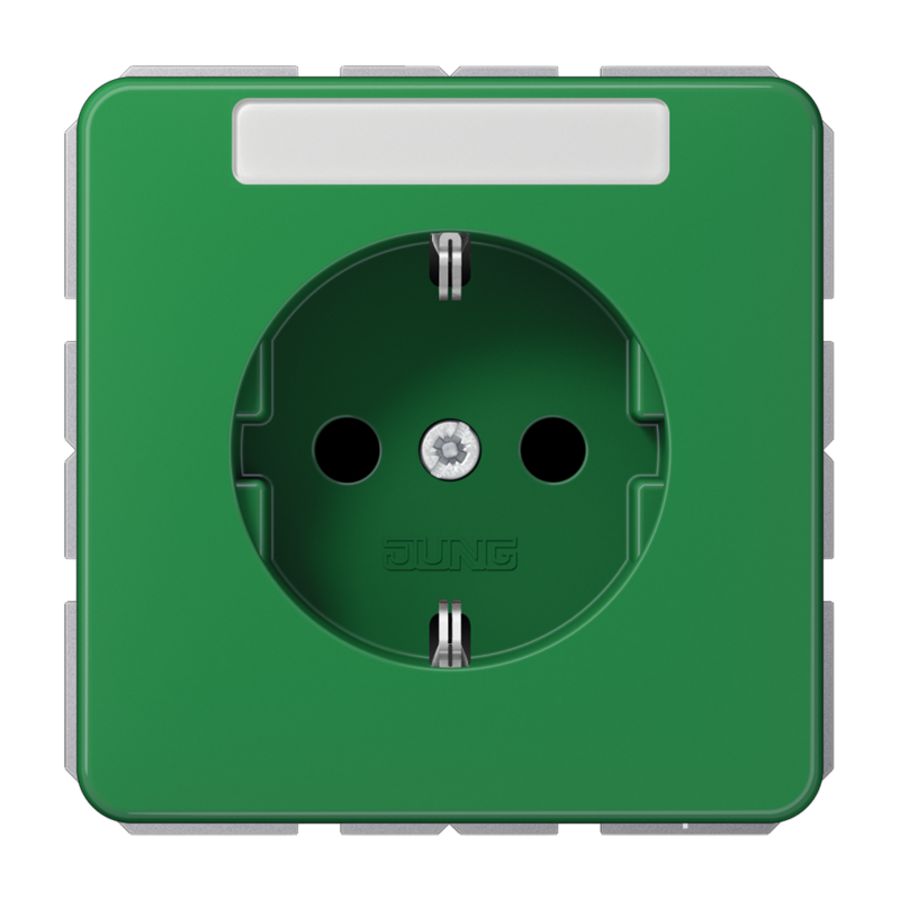 Wandcontactdoos CD-univ. groen besch.ct slagv tekstv