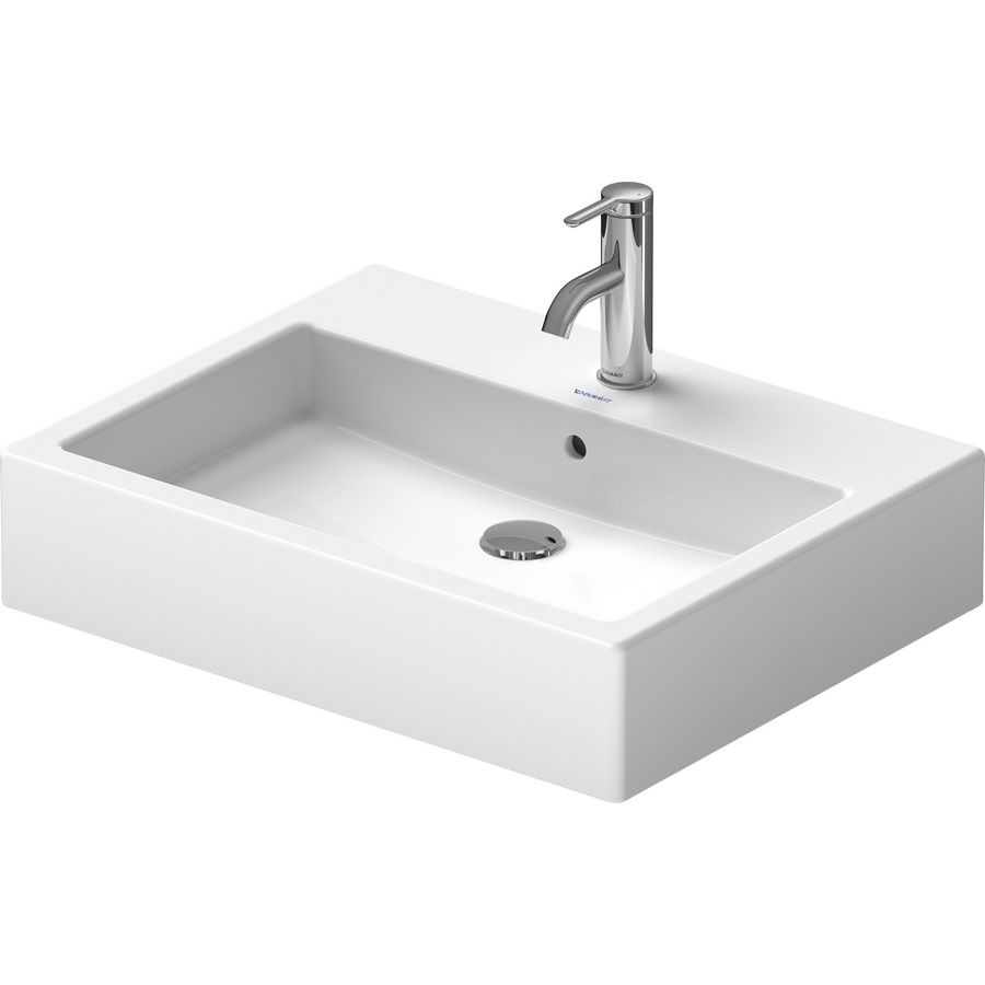 VERO #045260 opzetwastafel 595mm wit met kraangat met overloop geslepen onderzijde