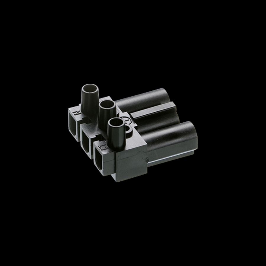 Steker 3-polig male zwart (AC166 GST/ 3 zw) VVE=200