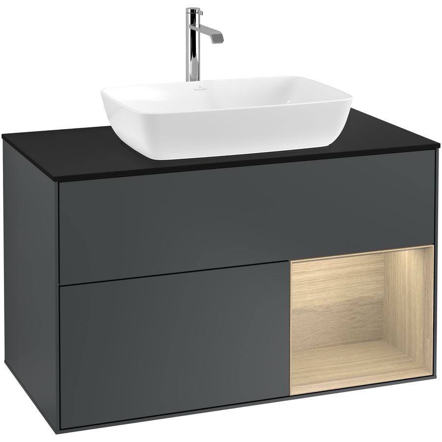 Wastafelonderkast Finion 1000x603x501mm Mid.Blue Matt Lacquer F782PCHG