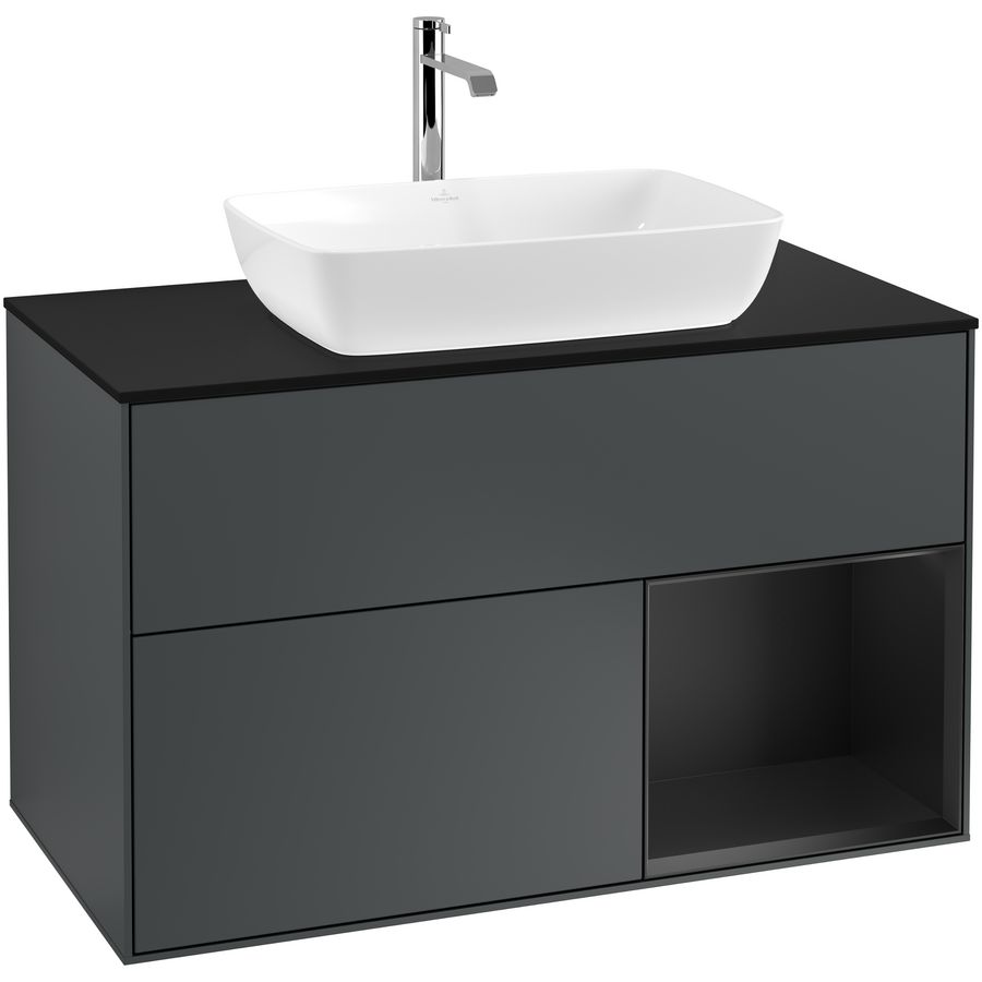 Wastafelonderkast Finion 1000x603x501mm Mid.Blue Matt Lacquer F782PDHG