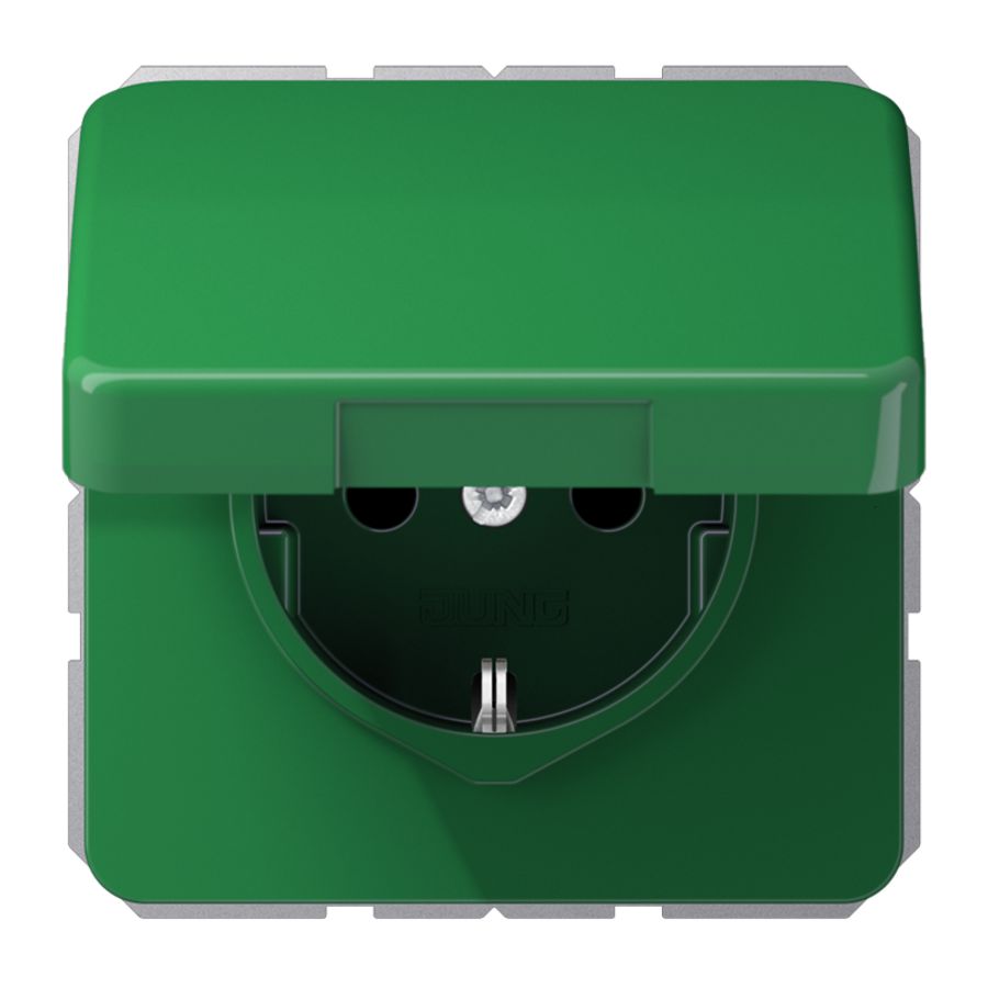 Wandcontactdoos CD-univ. groen besch.cont.