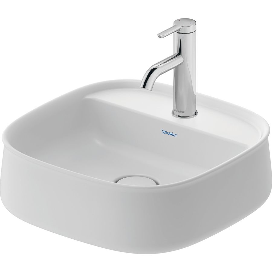 Zencha #237442 Opzetwastafel wit Zijdemat 420mm geslepen met kraangat