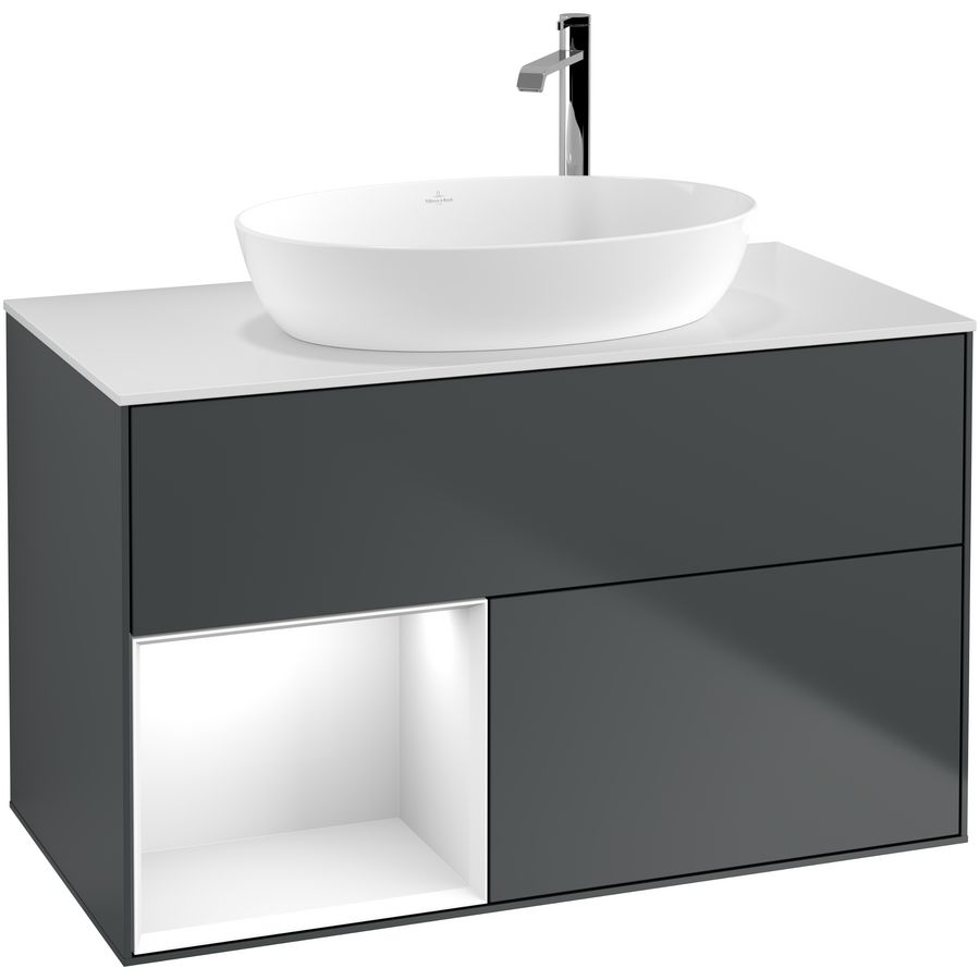 Wastafelonderkast Finion 1000x603x501mm Mid.Blue Matt Lacquer F891GFHG