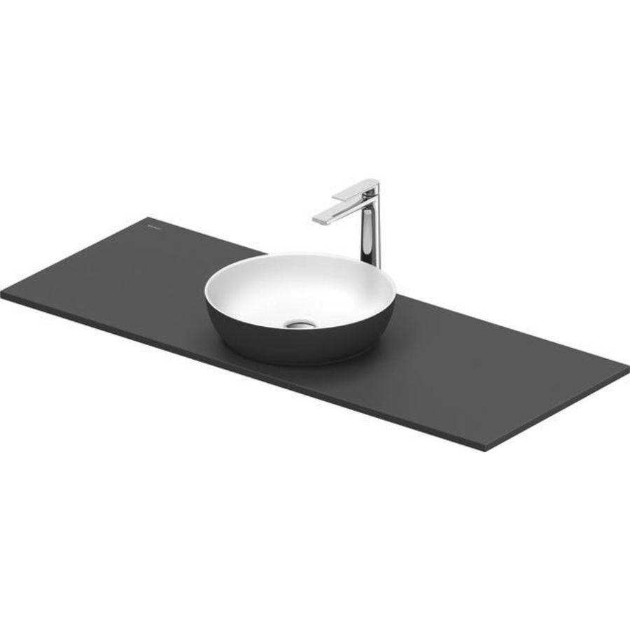 SIVIDA #268015 wastafelblad incl. opzetkom donkergrijs mat binnenzijde wit mat 1280mm