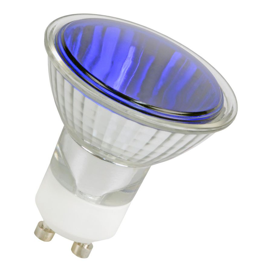Hoogvolt halogeenreflectorlamp GU10 PAR16 230V 50W 25D blauw