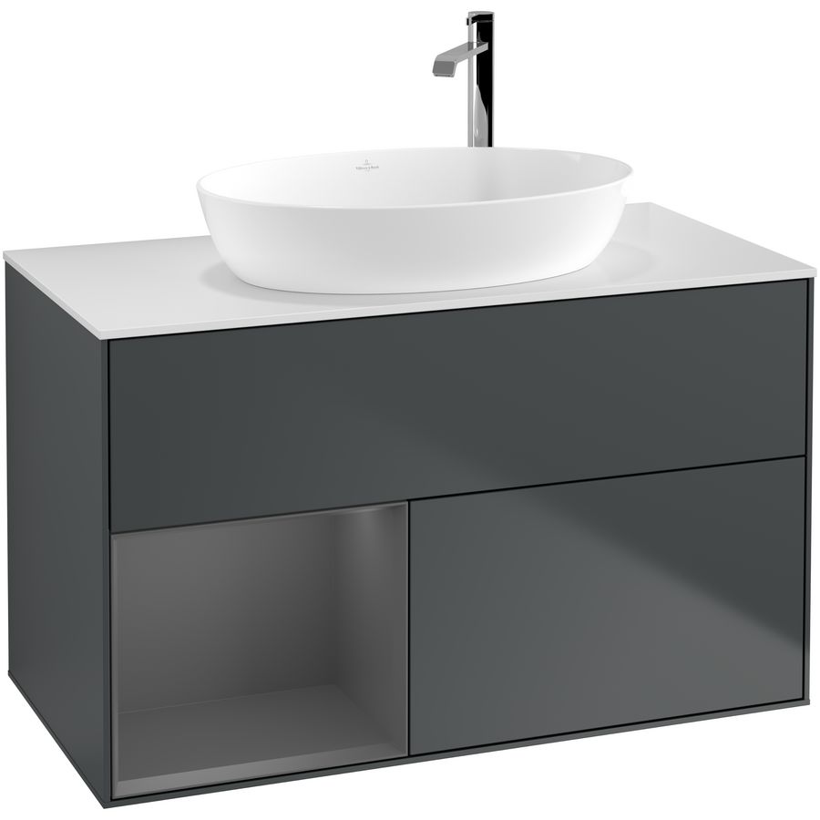 Wastafelonderkast Finion 1000x603x501mm Mid.Blue Matt Lacquer F891GKHG