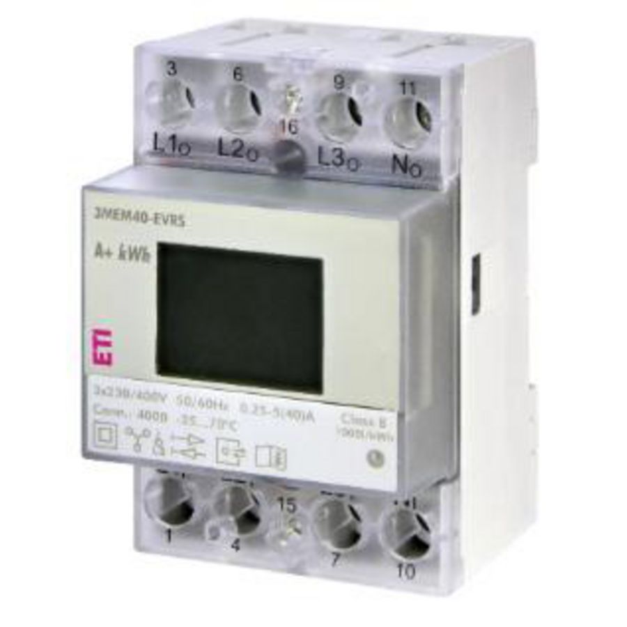 3 fase kWh-meter 40A RS485 3 mod