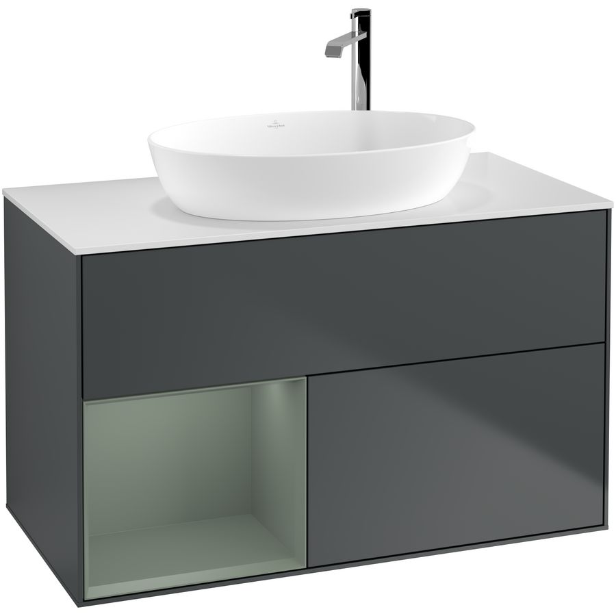 Wastafelonderkast Finion 1000x603x501mm Mid.Blue Matt Lacquer F891GMHG