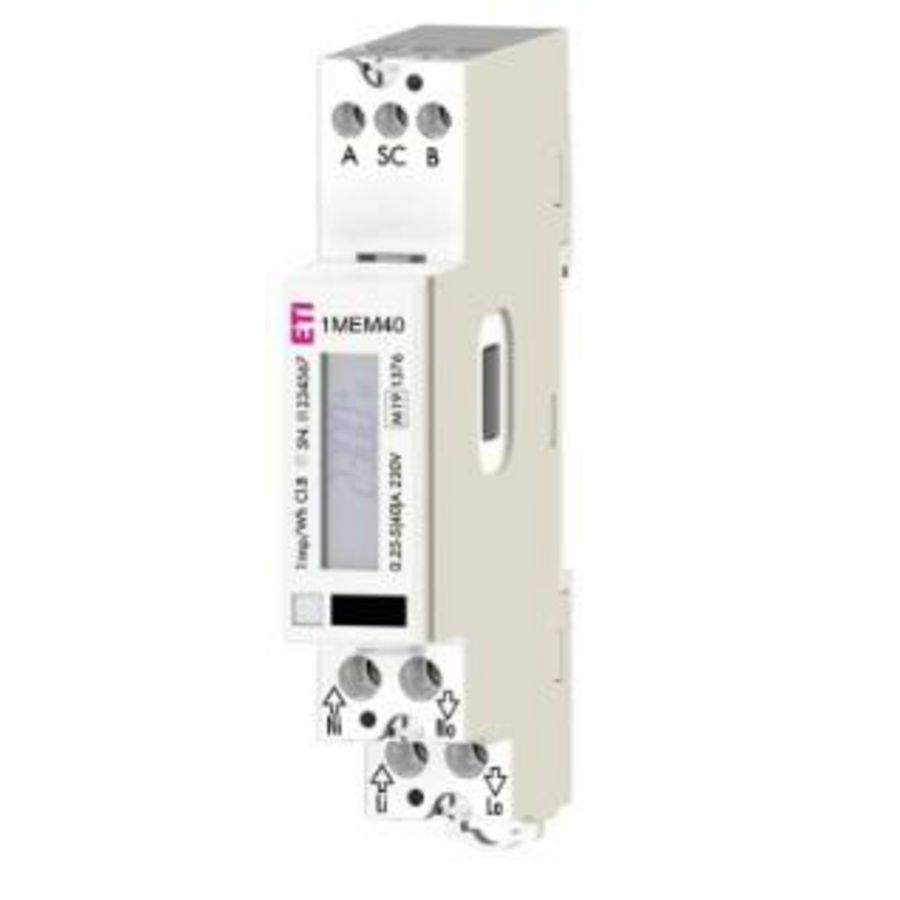 1 fase kWh-meter 40A SO puls 1000imp 1 mod