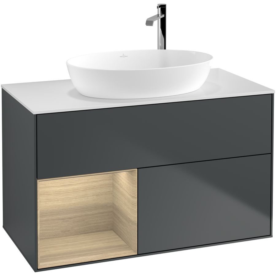 Wastafelonderkast Finion 1000x603x501mm Mid.Blue Matt Lacquer F891PCHG