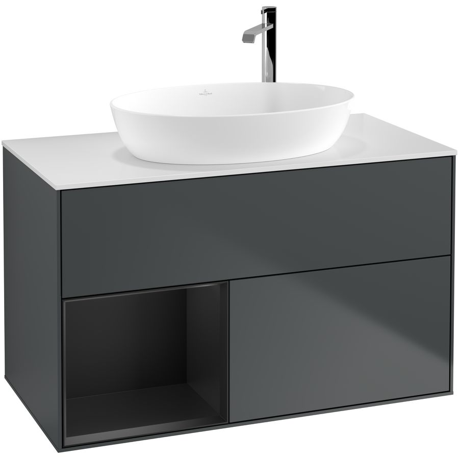 Wastafelonderkast Finion 1000x603x501mm Mid.Blue Matt Lacquer F891PDHG