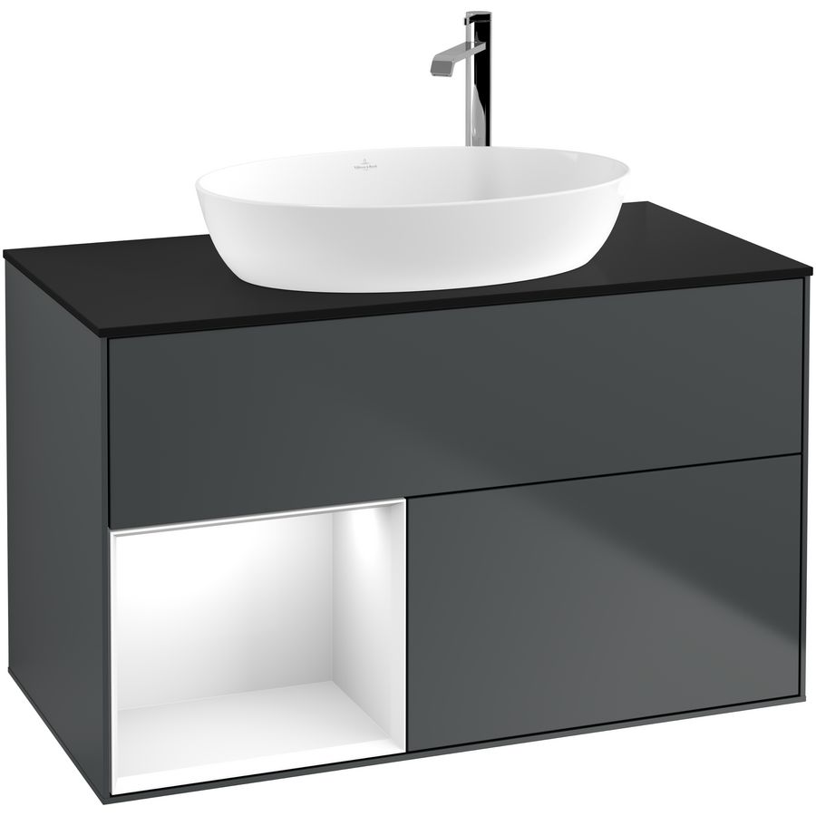 Wastafelonderkast Finion 1000x603x501mm Mid.Blue Matt Lacquer F892GFHG
