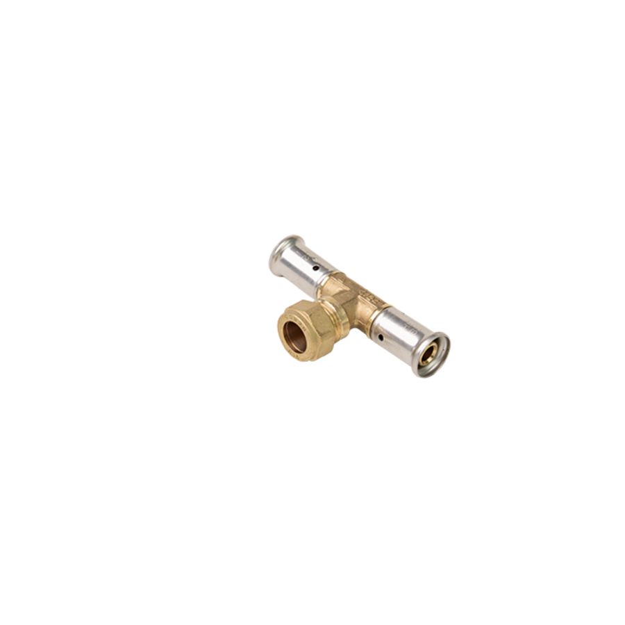 T-koppeling verlopend 43P 16x15x16mm persaansluiting x klem x pers