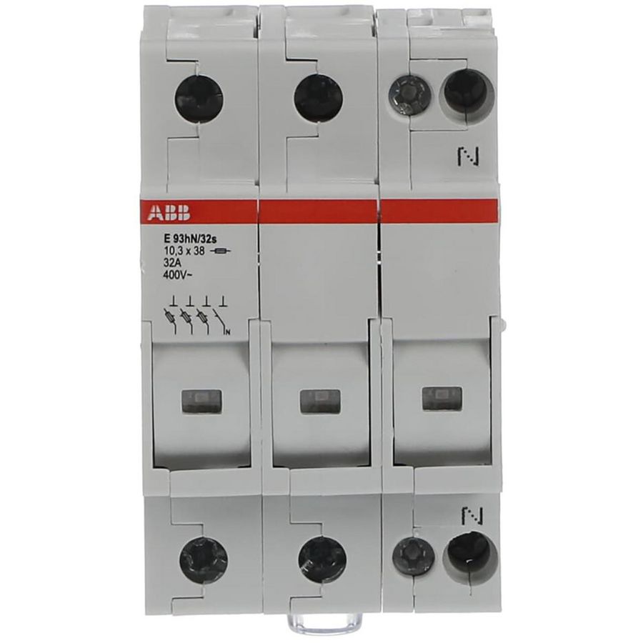 Zekeringhouder E90 3P+N 32A 10,3x38mm met indicatie