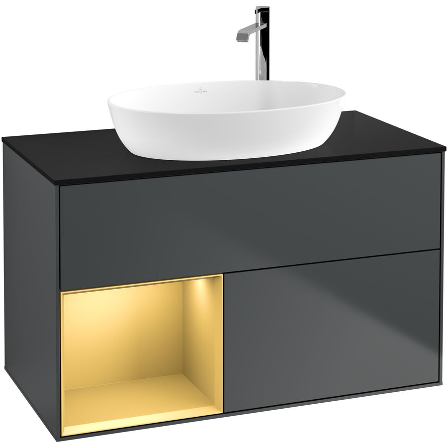 Wastafelonderkast Finion 1000x603x501mm Mid.Blue Matt Lacquer F892HFHG