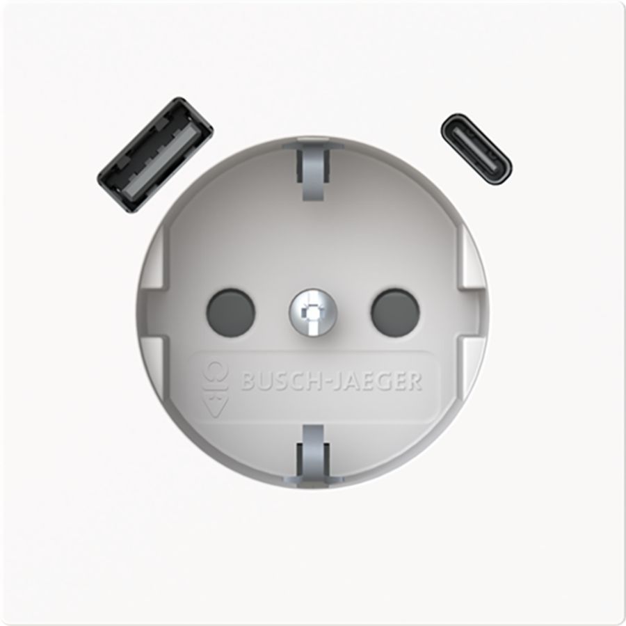 Wandcontactdoos ra kv+1xUSB-A+1xUSB-C voeding Art mat wit (20 EUCB2USBAC-44M)