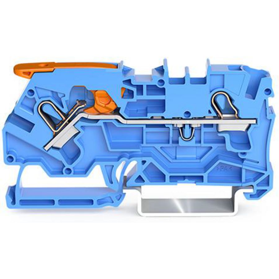 2-draads rijgklem met hendel en Push-in 4 mm² blauw VVE=50