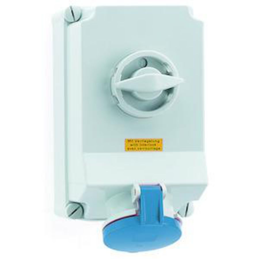 Wandcontactdoos 6h 63A 3P 230V IP44 260x160 A/V Ni