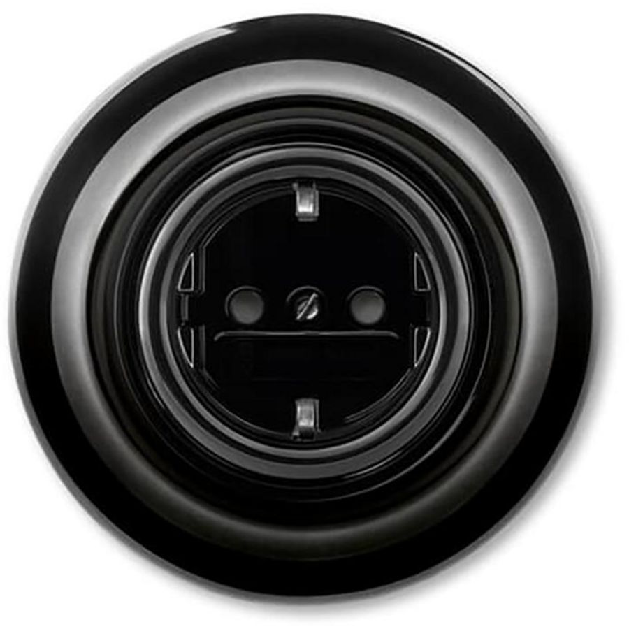 Wandcontactdoos inbouw decento zwart porselein (MU20 EUJ-64 black)