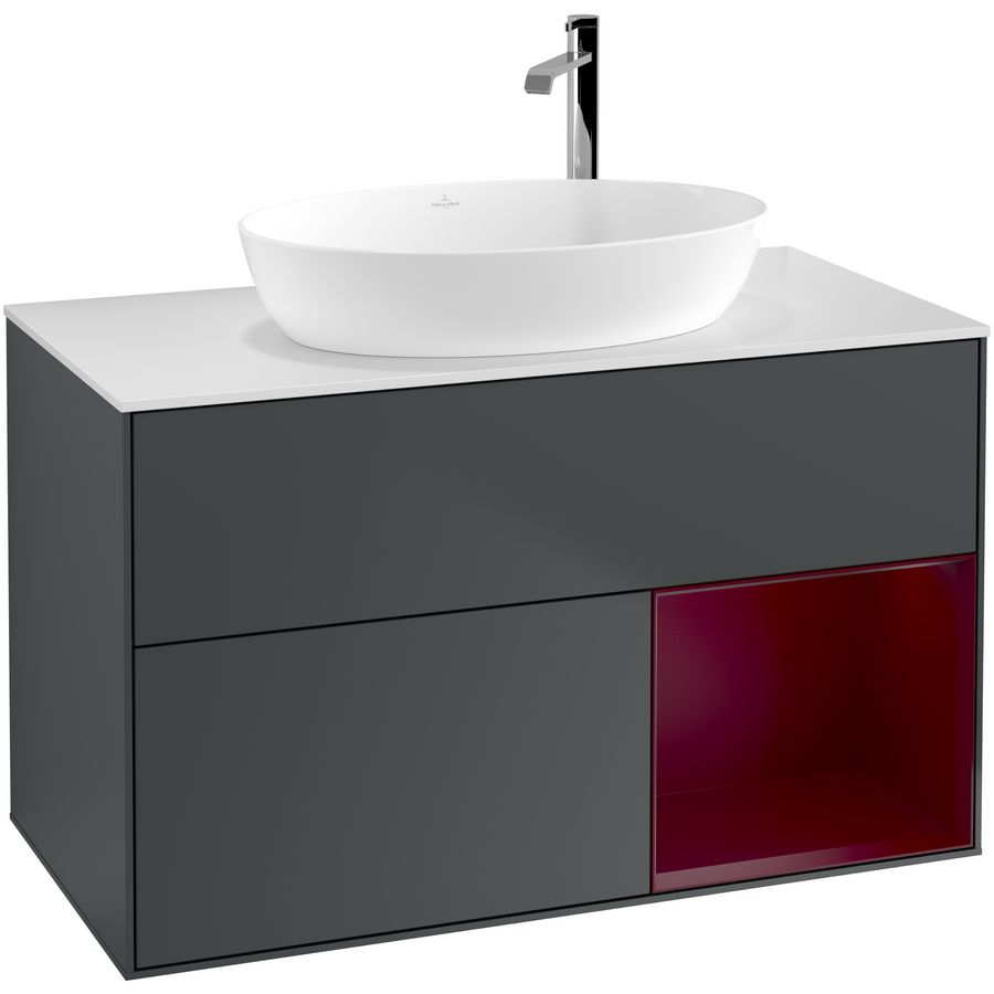 Wastafelonderkast Finion 1000x603x501mm Mid.Blue Matt Lacquer F901HBHG