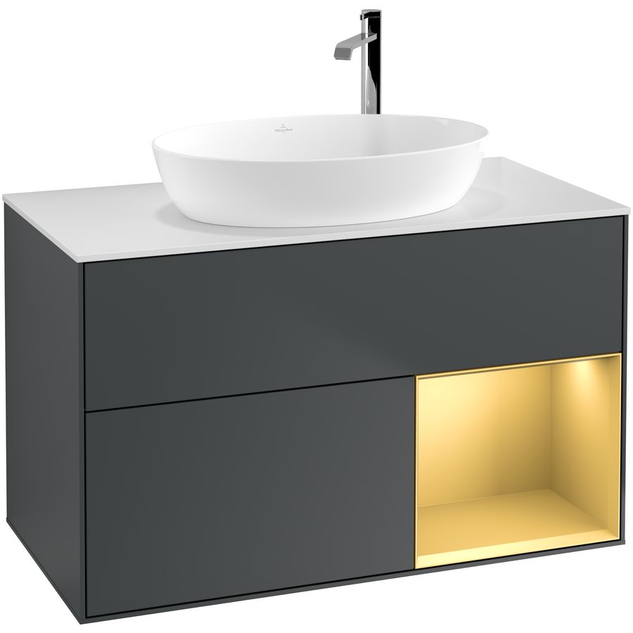 Wastafelonderkast Finion 1000x603x501mm Mid.Blue Matt Lacquer F901HFHG