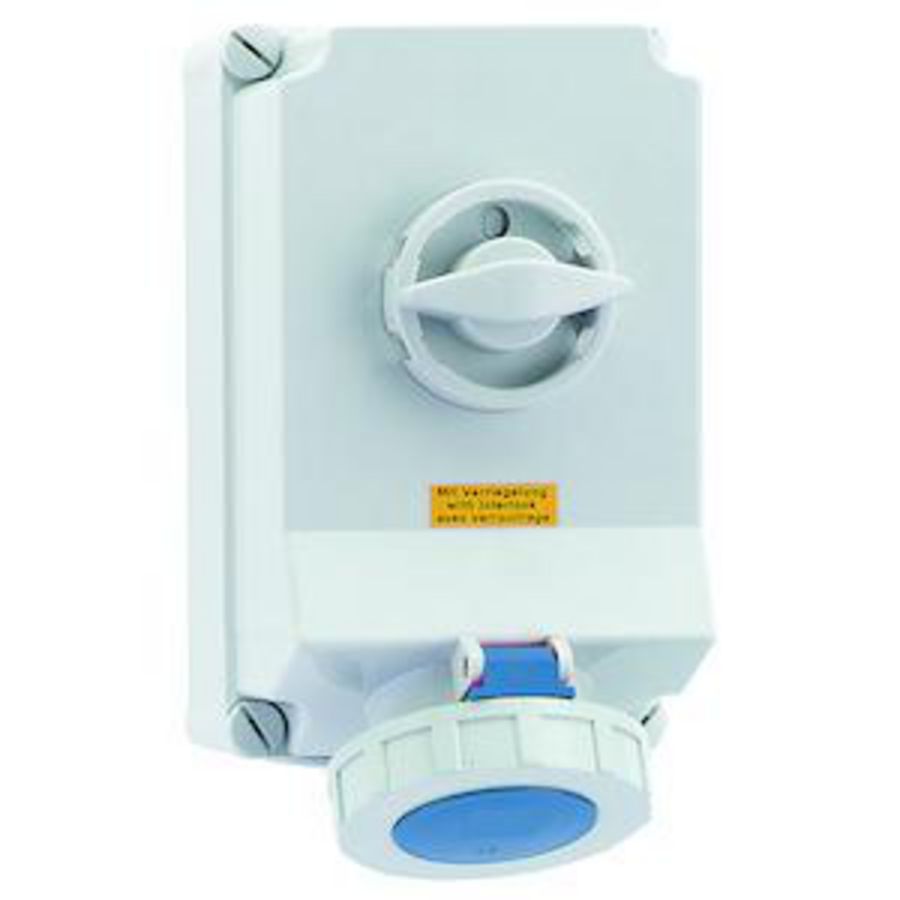 Wandcontactdoos 6h 63A 3P 230V IP67 260x160 A/V Ni