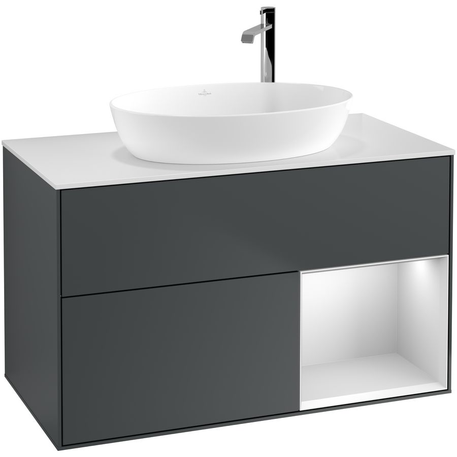 Wastafelonderkast Finion 1000x603x501mm Mid.Blue Matt Lacquer F901MTHG