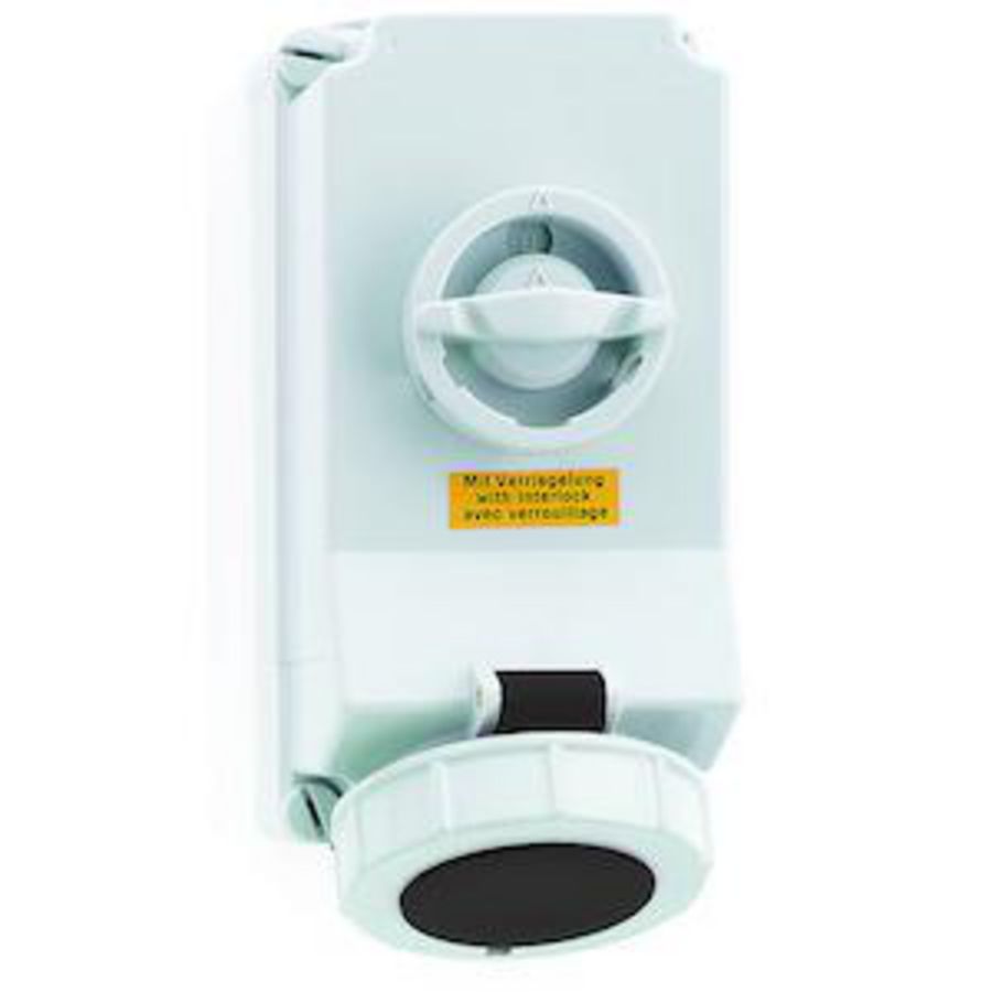 Wandcontactdoos 7h 32A 4P 500V IP67 225x118 QC A/V Ni