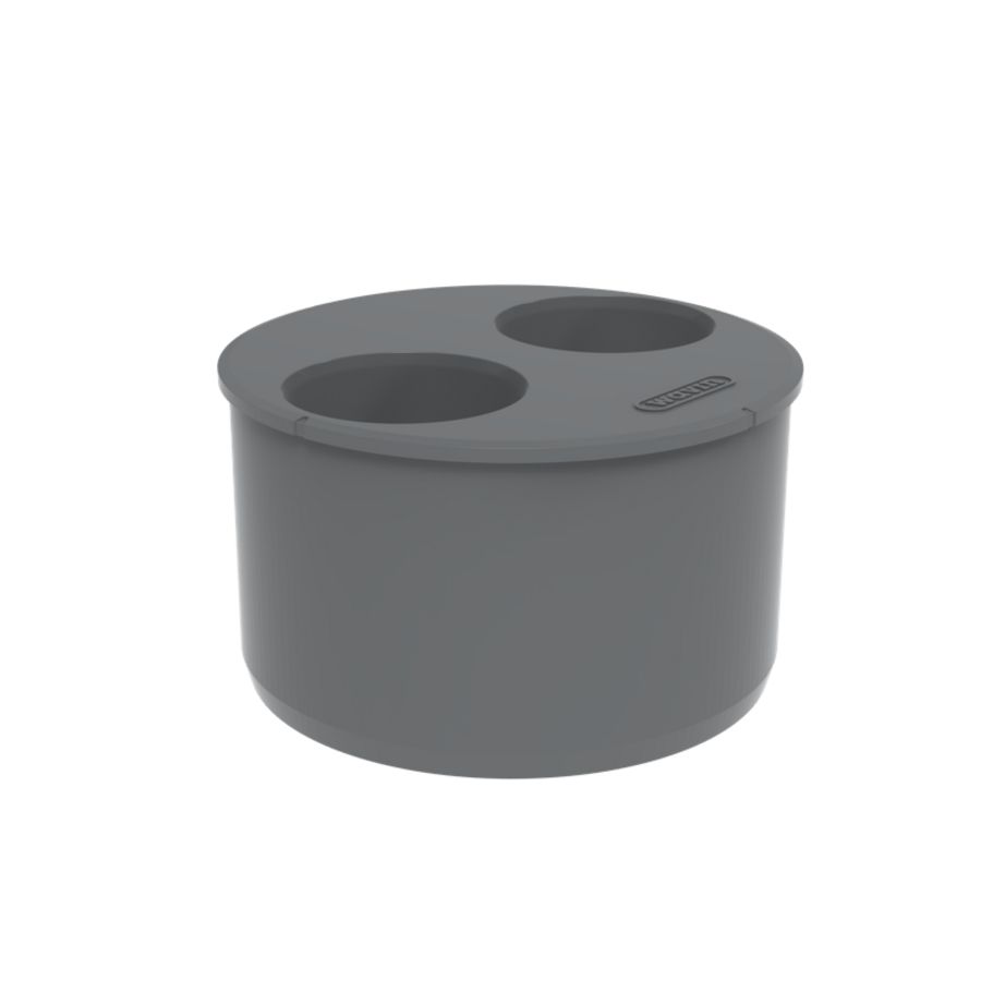 PVC+ lijm verloop kort dubbel grijs 110x40x40mm