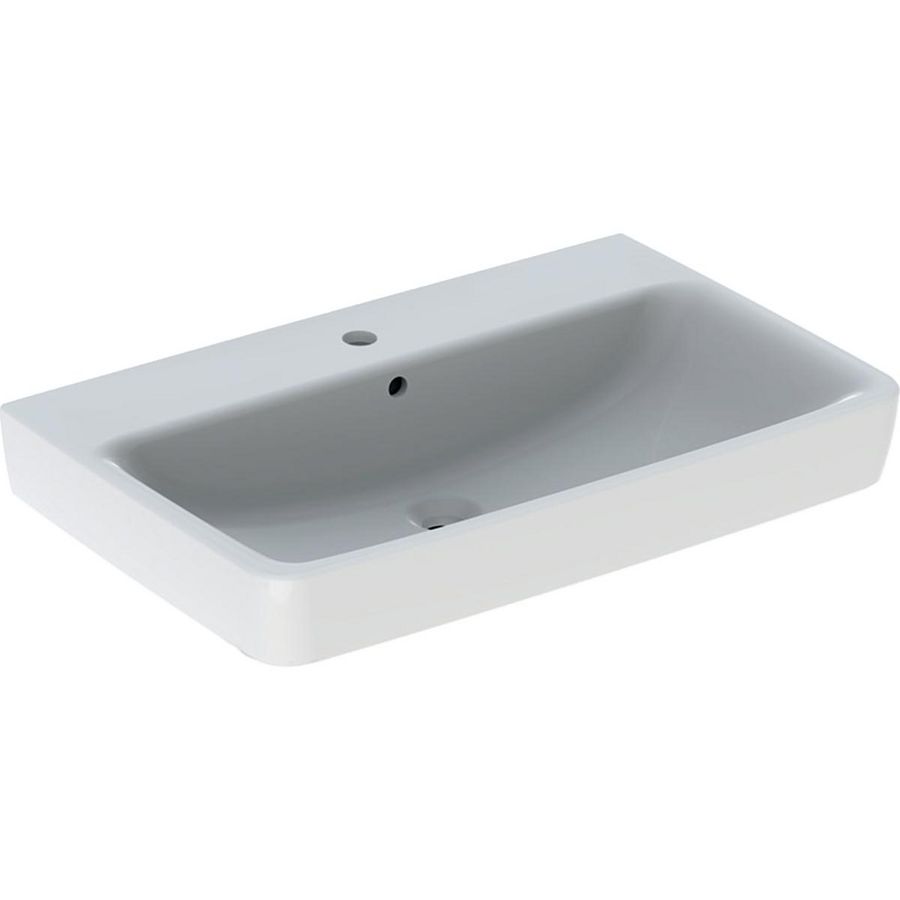 Renova Plan wastafel 75x48cm + kraangat + overloop wit