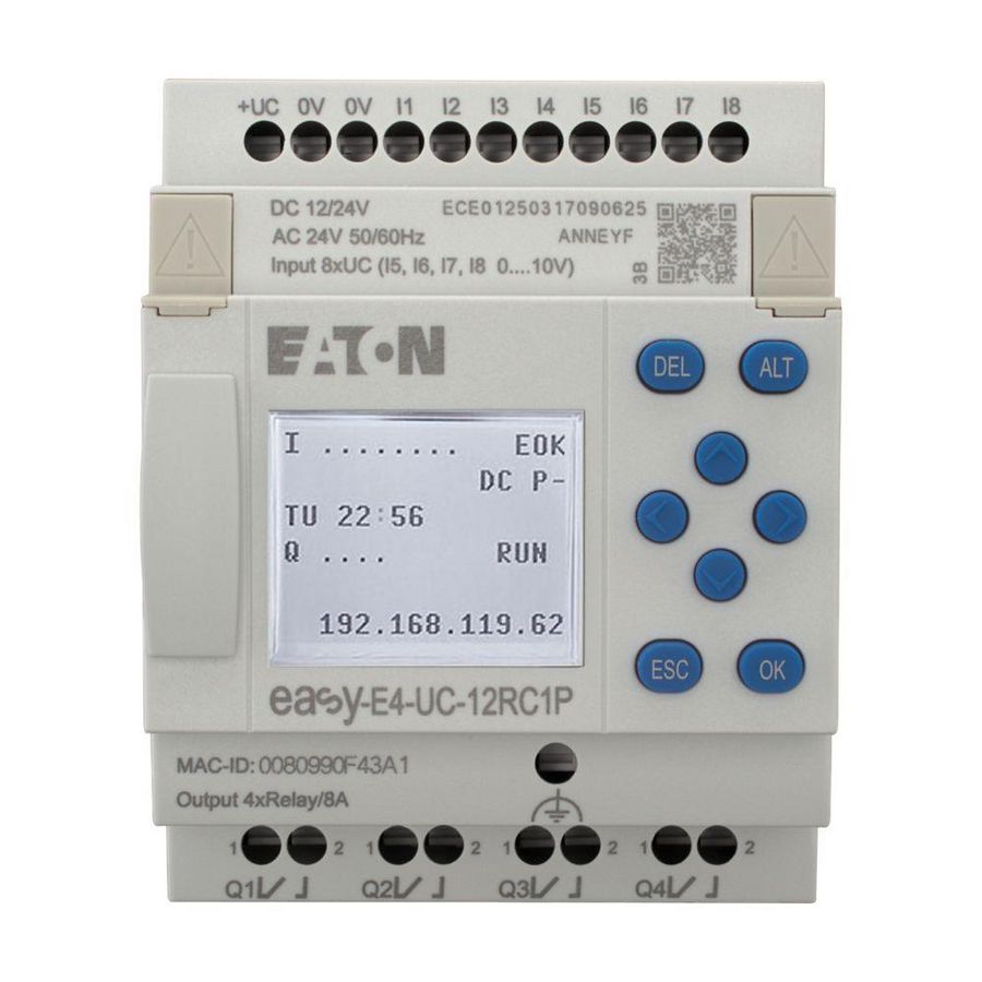 Easy E4, 12/24V DC, 24V AC, 8DI (4 als analoog te gebruiken)