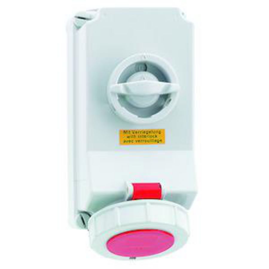 Wandcontactdoos 3h 32A 4P 440V IP67 225x118 QC A/V Ni