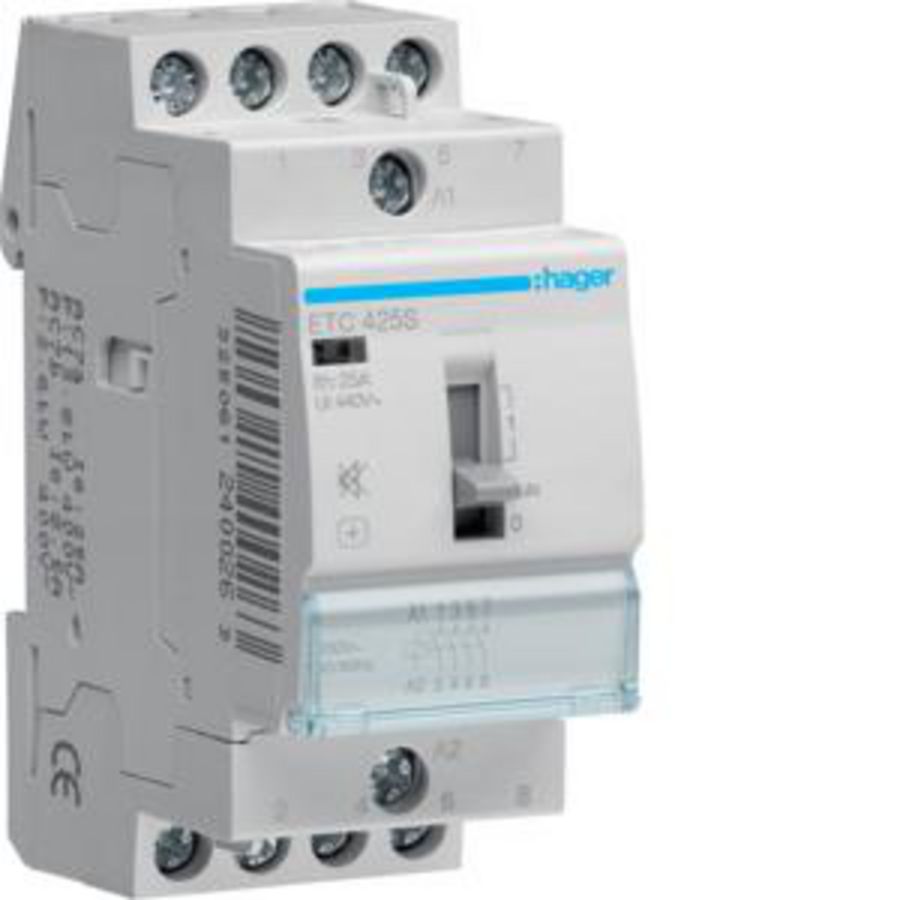 Magneetschakelaar 25A handbediening+autoresett 4 mk geruisarm 230VA