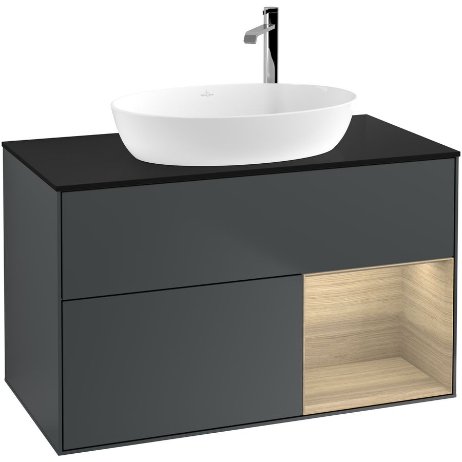Wastafelonderkast Finion 1000x603x501mm Mid.Blue Matt Lacquer F902PCHG