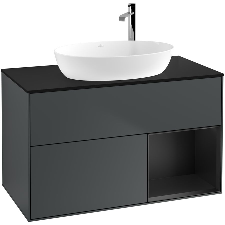 Wastafelonderkast Finion 1000x603x501mm Mid.Blue Matt Lacquer F902PDHG