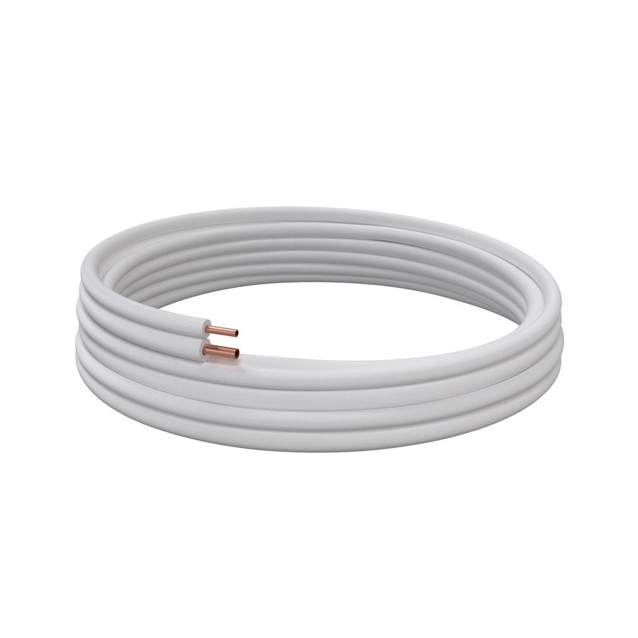 PROMO Rol a 30m. geisoleerde twintube koperen koelleiding Class-B 1/4"x1/2" isolatie 9mm