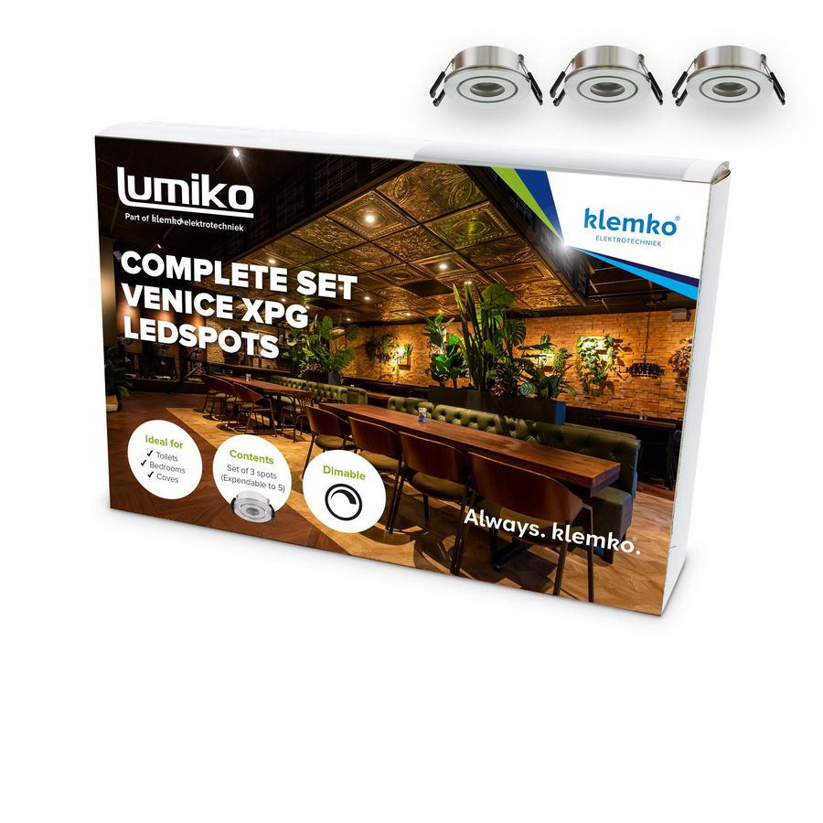 Ledspot compleet Venice pakket met 3x XPG 3000K dimbaar