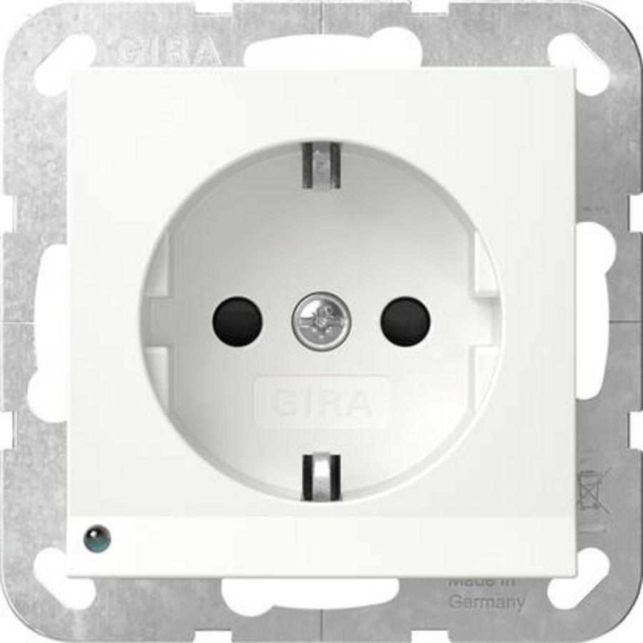 wandcontactdoos met randaarde ledlicht + Safety Plus System 55 zuiver wit m